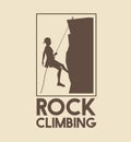 Poster logo silhouette man mountain descent rock climbing Royalty Free Stock Photo