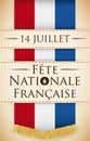 Poster with Long France Flag Commemorating French National Day, Vector Illustration