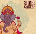 Poster with Lord Ganesha, can be used as card for celebration Ganesh Chaturthi Royalty Free Stock Photo