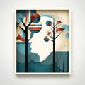 a poster with a mans head and trees in the background