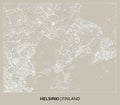 Helsinki (Uusimaa, Finland) street map outline for poster, paper cutting. Royalty Free Stock Photo