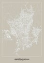Kyoto (Kansai, Japan) street map outline for poster, paper cutting. Royalty Free Stock Photo