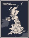 Poster map of regions of the United Kingdom