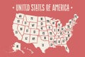 Poster map United States of America with state names Royalty Free Stock Photo