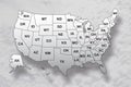 Poster map of United States of America with state names and shadow on the sky background. Royalty Free Stock Photo