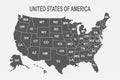 Poster map of United States of America with state names on the white background. Black and white print map of USA for t Royalty Free Stock Photo