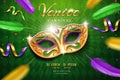 Poster with masquerade mask for mardi gras Royalty Free Stock Photo