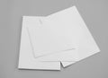 Poster mock-ups paper, white paper isolated on gray background, Blank portrait A4 brochure magazine, can use banners products Royalty Free Stock Photo