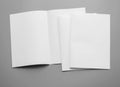 Poster mock-ups paper, white paper isolated on gray background, Blank portrait paper A4. brochure magazine or blank newspapers