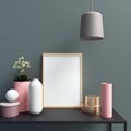 Poster Mockup with Styled Interior Decorations Royalty Free Stock Photo