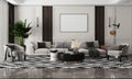 Poster mockup frame model in modern interior background calm color living room - 3d rendering