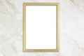 Poster Mockup with Gold Frame Hanging on Marble Wall with Clipping Path Royalty Free Stock Photo
