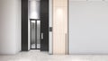 Poster mockup wall and elevator hallway in office building, mock up ,3d rendering Royalty Free Stock Photo