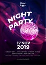 Poster Night party club disco ball template background template