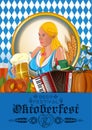 Poster for Oktoberfest with german cute girl Royalty Free Stock Photo