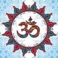 Poster with om symbol in beautiful mandala