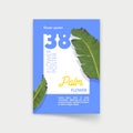 Poster with Palm Leaves. Exotic Tropical Promo Flyer Design, Off Card, Stationary Company Branding Template