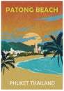 Poster of Patong beach. Phuket. Thailand. Retro style.