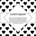 Poster with patterns of black hearts. Valentines day post card.