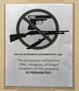 poster with picture of banned weapons on wall of medical facility