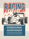 Poster or placard for motosport. Vintage illustrations of racing cars