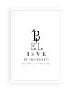 Believe in possibility, believe in yourself, vector. Scandinavian minimalist art design. Wording design, lettering