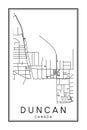 Poster print road map of the Canadian city of DUNCAN Royalty Free Stock Photo