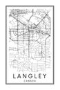 Poster print road map of the Canadian city of LANGLEY Royalty Free Stock Photo