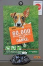 Poster promoting collection of dog's excriments by owners outdoor