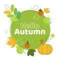 Hello Autumn illustration. Vector illustration of Fall with vegetables.