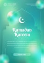 Ramadan Kareem Poster Template Design Beauty Green Holographic Glass Morph