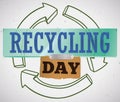 Recyclable Materials over Recycle Arrows Symbol Promoting Recycling Day, Vector Illustration