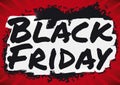 Dark Money Symbols and Brushstroke Sign for Black Friday Sales, Vector Illustration