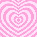 Poster with repeating pink hearts in retro 2000s design. Groovy psychedelic pattern in trendy y2k style. Cute girly Royalty Free Stock Photo