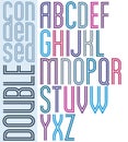 Poster retro double striped font, condensed geometric uppercase