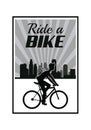 Poster ride a bike cyclist silhouette urban background Royalty Free Stock Photo