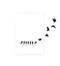 Birds on wire and flying birds silhouettes, vector. Scandinavian minimalism art design. Birds illustration isolated