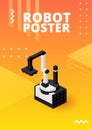 Poster with a robot loader for printing and design. Vector illustration.