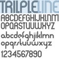 Poster rounded black font and numbers on white background, letters with triple parallel lines.