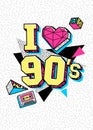 Poster in 80s-90s memphis style. Royalty Free Stock Photo