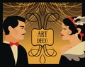 Poster for 20s style or gatsby party with retro lady and gentleman