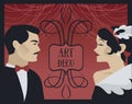 Poster for 20s style or gatsby party with retro lady and gentleman