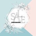 Poster Sale best offer 50% off on an elegant spring background with flowers Luxury card poster for sale promotions discounts