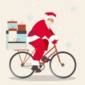 Poster santa claus on a bicycle Royalty Free Stock Photo