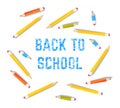 Poster school Educational back to school written on paper in a cage. Vector