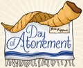 Shofar Horn, Scroll and Tallit for Jewish Day of Atonement, Vector Illustration Royalty Free Stock Photo