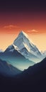Minimalist Lhotse Poster: Majestic Everest In Flat Design