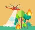 Poster of Helicopter Extinguishing Wildfire Royalty Free Stock Photo