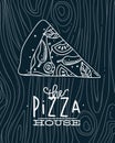 Poster slice pizza wood blue
