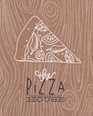 Poster slice pizza wood brown